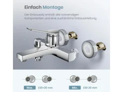 Emke Badewannenarmatur Chrom mit Auslauf Mischbatterie Badewanne Brausebatterie Einhand Wannenbatterie