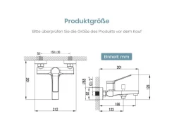 Emke Badewannenarmatur Chrom mit Auslauf Mischbatterie Badewanne Brausebatterie Einhand Wannenbatterie