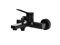 Emke Badewannenarmatur Schwarz mit Auslauf Mischbatterie Badewanne Brausebatterie Einhand Wannenbatterie