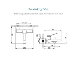 Emke Badewannenarmatur Schwarz mit Auslauf Mischbatterie Badewanne Brausebatterie Einhand Wannenbatterie