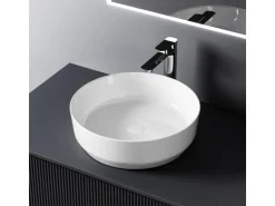 Emke Handwaschbecken 39 x 39 x 12 mm Ovales Keramikwaschbecken Weiß Glänzend