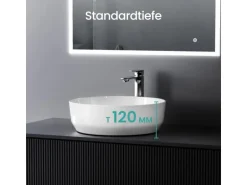 Emke Handwaschbecken 39 x 39 x 12 mm Ovales Keramikwaschbecken Weiß Glänzend