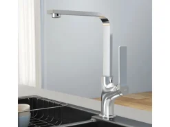 Emke Küchenarmatur Chrom im Ultradünnen Design 30x22x10 cm Küchenarmatur Drehbar Wasserhahn