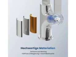 Emke Küchenarmatur Chrom im Ultradünnen Design 30x22x10 cm Küchenarmatur Drehbar Wasserhahn