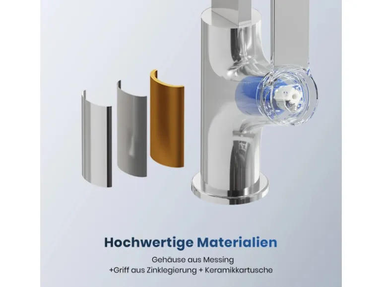 Emke Küchenarmatur Chrom im Ultradünnen Design 30x22x10 cm Küchenarmatur Drehbar Wasserhahn