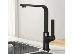 Emke Küchenarmatur Schwarz Matt im Ultradünnen Design 30x22x10 cm Küchenarmatur Drehbar Wasserhahn