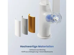 Emke Küchenarmatur Weiß Matt im Ultradünnen Design 30x22x10 cm Küchenarmatur Drehbar Wasserhahn