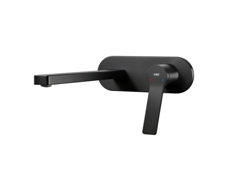 Emke Wand Waschtischarmatur Inklusive Grundkörper 288 x 210 x 70 mm Schwarz Mischbatterie für Waschbecken