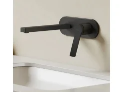 Emke Wand Waschtischarmatur Inklusive Grundkörper 288 x 210 x 70 mm Schwarz Mischbatterie für Waschbecken