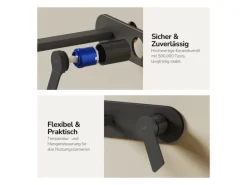 Emke Wand Waschtischarmatur Inklusive Grundkörper 288 x 210 x 70 mm Schwarz Mischbatterie für Waschbecken