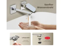 Emke Wand Waschtischarmatur Inklusive Grundkörper 233 x 127 x 110 mm Verchromt Mischbatterie für Waschbecken