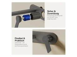 Emke Wand Waschtischarmatur Inklusive Grundkörper 288 x 210 x 70 mm Anthrazit Mischbatterie für Waschbecken