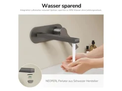 Emke Wand Waschtischarmatur Inklusive Grundkörper 288 x 210 x 70 mm Anthrazit Mischbatterie für Waschbecken