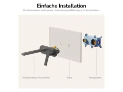 Emke Wand Waschtischarmatur Inklusive Grundkörper 288 x 210 x 70 mm Anthrazit Mischbatterie für Waschbecken