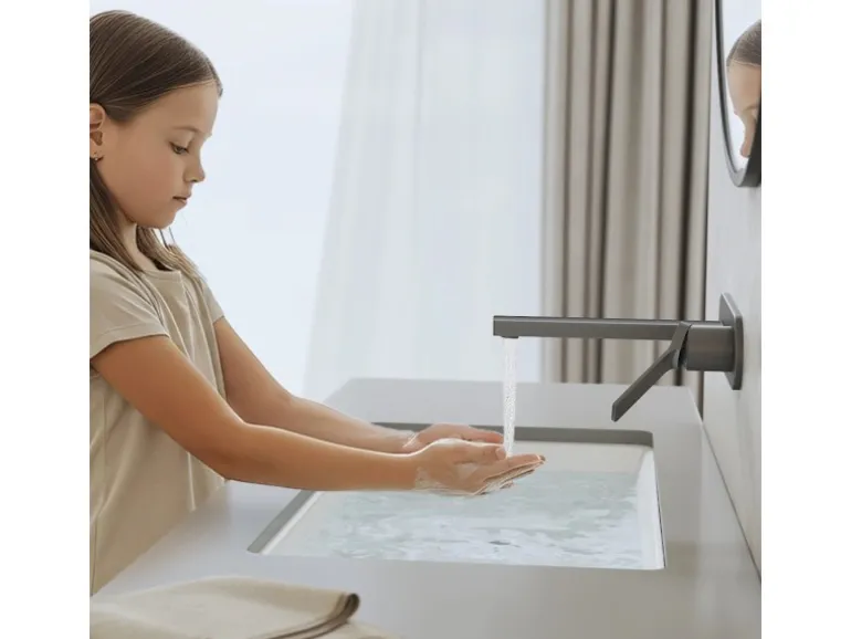 Emke Wand Waschtischarmatur Inklusive Grundkörper 288 x 210 x 70 mm Anthrazit Mischbatterie für Waschbecken