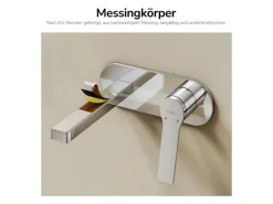 Emke Wand Waschtischarmatur Inklusive Grundkörper 288 x 210 x 70 mm Verchromt Mischbatterie für Waschbecken