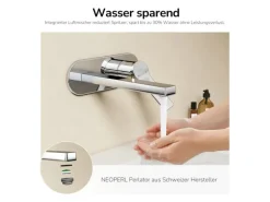 Emke Wand Waschtischarmatur Inklusive Grundkörper 288 x 210 x 70 mm Verchromt Mischbatterie für Waschbecken