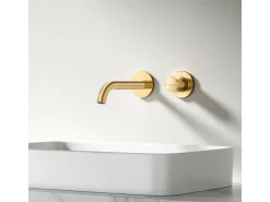 Emke Waschtischarmatur Unterputz für Wandmontage Champagnergold Wasserhahn Badarmatur