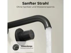 Emke Waschtischarmatur Unterputz für Wandmontage Schwarz Matt Wasserhahn Badarmatur