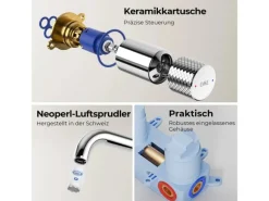 Emke Waschtischarmatur Unterputz für Wandmontage Chrom Wasserhahn Badarmatur