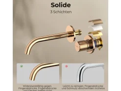 Emke Waschtischarmatur Unterputz für Wandmontage Rosengold Wasserhahn Badarmatur