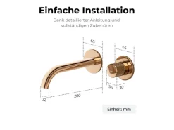 Emke Waschtischarmatur Unterputz für Wandmontage Rosengold Wasserhahn Badarmatur