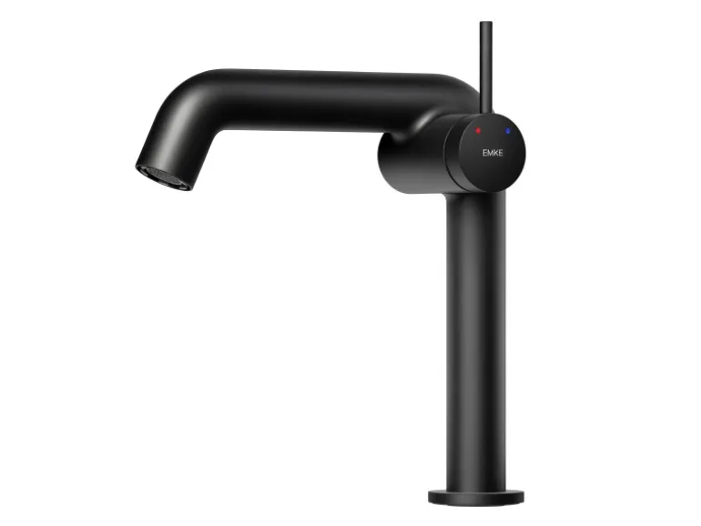 Emke Wasserhahn Bad 222 x 200 x 76 mm Schwarz Matt Wasserhahn Waschtischarmatur Mischbatterie