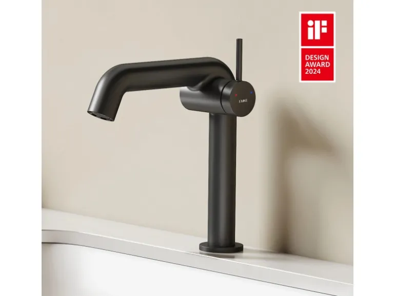 Emke Wasserhahn Bad 222 x 200 x 76 mm Schwarz Matt Wasserhahn Waschtischarmatur Mischbatterie