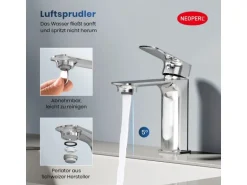 Emke Wasserhahn Bad 166 x 152 x 45 mm Chrom Waschtischarmatur Mischbatterie Waschbecken