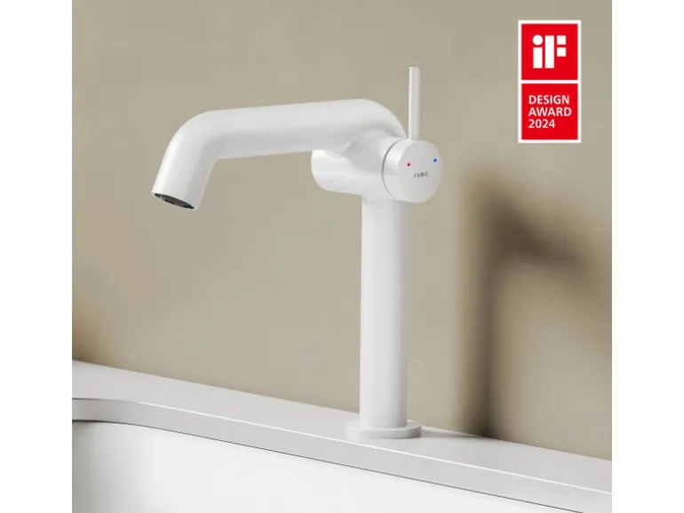 Emke Wasserhahn Bad 222 x 200 x 76 mm Weiß Matt Wasserhahn Waschtischarmatur Mischbatterie