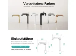 Emke Wasserhahn Bad 222 x 200 x 76 mm Weiß Matt Wasserhahn Waschtischarmatur Mischbatterie