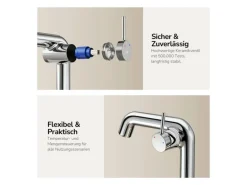 Emke Wasserhahn Bad 222 x 200 x 76 mm Chrom Wasserhahn Waschtischarmatur Mischbatterie