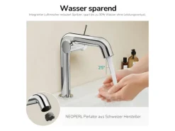 Emke Wasserhahn Bad 222 x 200 x 76 mm Chrom Wasserhahn Waschtischarmatur Mischbatterie