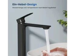 Emke Wasserhahn Bad 215 x 269 x 49 mm Schwarz Matt Waschtischarmatur Mischbatterie Waschbecken