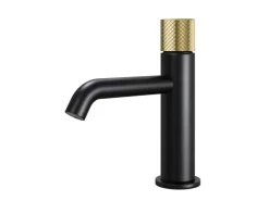 Emke Wasserhahn Bad Waschtischarmatur 181 x 166 x 50 mm Schwarz Matt Gold Gebürstet Mischbatterie