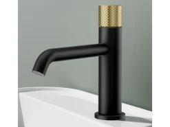 Emke Wasserhahn Bad Waschtischarmatur 181 x 166 x 50 mm Schwarz Matt Gold Gebürstet Mischbatterie