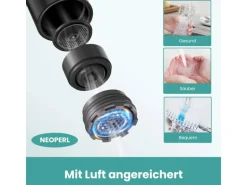 Emke Wasserhahn Bad Waschtischarmatur 181 x 166 x 50 mm Schwarz Matt Gold Gebürstet Mischbatterie