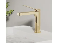 Emke Wasserhahn Waschbeckenarmaturen 195 x 173 x 46 mm Champagnergold Mischbatterie Küchenarmatur mit Luftsprudler