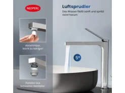 Emke Wasserhahn Waschbeckenarmaturen 335 x 233 x 46 mm Verchromt Mischbatterie Küchenarmatur mit Luftsprudler