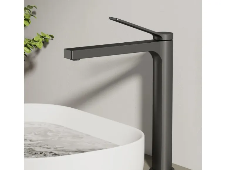 Emke Wasserhahn Waschbeckenarmaturen 335 x 233 x 46 mm Anthrazit Mischbatterie Küchenarmatur mit Luftsprudler