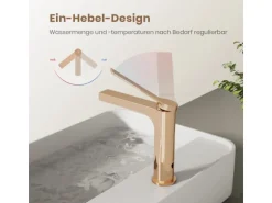 Emke Wasserhahn Waschbeckenarmaturen 195 x 173 x 46 mm Rosengold Mischbatterie Küchenarmatur mit Luftsprudler