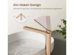 Emke Wasserhahn Waschbeckenarmaturen 335 x 233 x 46 mm Rosengold Mischbatterie Küchenarmatur mit Luftsprudler