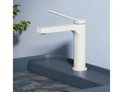 Emke Wasserhahn Waschbeckenarmaturen 195 x 173 x 46 mm Weiß Matt Mischbatterie Küchenarmatur mit Luftsprudler