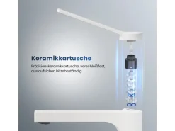 Emke Wasserhahn Waschbeckenarmaturen 195 x 173 x 46 mm Weiß Matt Mischbatterie Küchenarmatur mit Luftsprudler