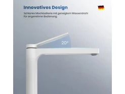 Emke Wasserhahn Waschbeckenarmaturen 335 x 233 x 46 mm Weiß Mischbatterie Küchenarmatur mit Luftsprudler