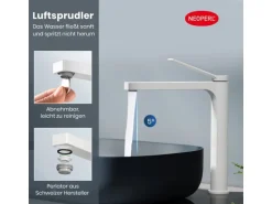 Emke Wasserhahn Waschbeckenarmaturen 335 x 233 x 46 mm Weiß Mischbatterie Küchenarmatur mit Luftsprudler