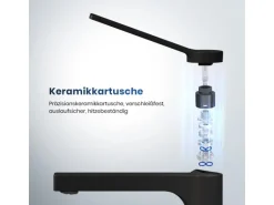 Emke Wasserhahn Waschbeckenarmaturen 195 x 173 x 46 mm Schwarz Matt Mischbatterie Küchenarmatur mit Luftsprudler