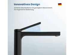 Emke Wasserhahn Waschbeckenarmaturen 335 x 233 x 46 mm Schwarz Mischbatterie Küchenarmatur mit Luftsprudler