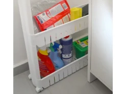 eyepower 4er Nischenwagen mit Regalen und Rollen 12,5 cm Weiß