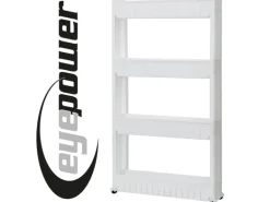 eyepower 4er Nischenwagen mit Regalen und Rollen 12,5 cm Weiß